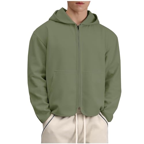 Men's Full Zipper Hoodies Long Sleeve Casual Comfort Sweatshirts Pullover Slim-Cut Regular Fit Hooded Jacket