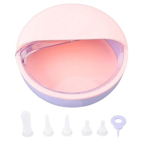 Sunicon Alimentador de Leche de Cachorro, tazón de Leche para Cachorros, tazón de Leche, múltiples pezones de plástico, fácil de Limpiar Anti -flatulencia para Gatito Mascota (Pink)
