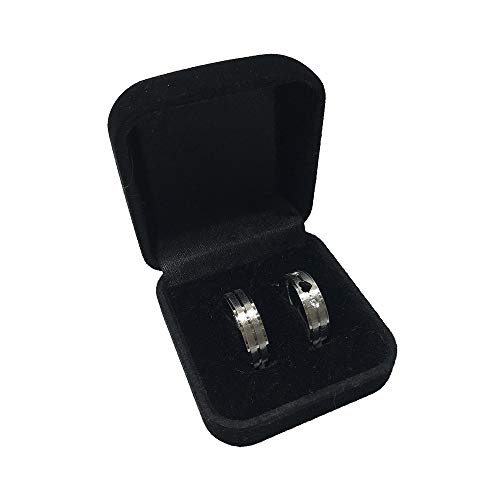 Par Alianças Aço 6mm Fosca e Coração Com 2 Zircônias