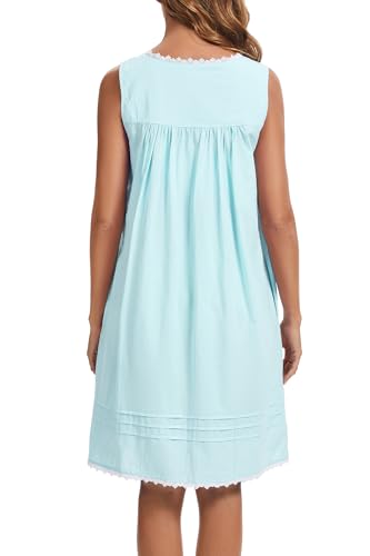 Image of AVIIER 100% Cotton Nightgowns for Women Sleeveless Night Gown with Pockets