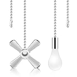 AIIGOU Ceiling Fan Pull Chain Set - 13.6 Inches Fan Pull with Ball Chain Connector Included Light &