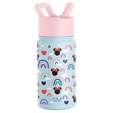 Simple Modern 14oz Disney Summit Kids Water Bottles with Straw Lid Sippy Cup - Dishwasher Safe Vacuum Insulated Tumbler Double Wall Travel Mug 18/8 Stainless Steel Flask - Disney: Minnie Rainbows