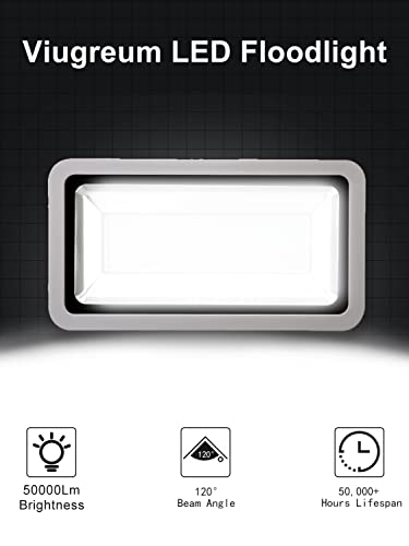 Viugreum 500W LED Flood Light, Outdoor Security Lights Super Bright Work Lights, Waterproof IP65,40000LM(5000K)Daylight White, Wall Washer Light,Security Floodlights for Garage, Warehouse?Garden,Yard