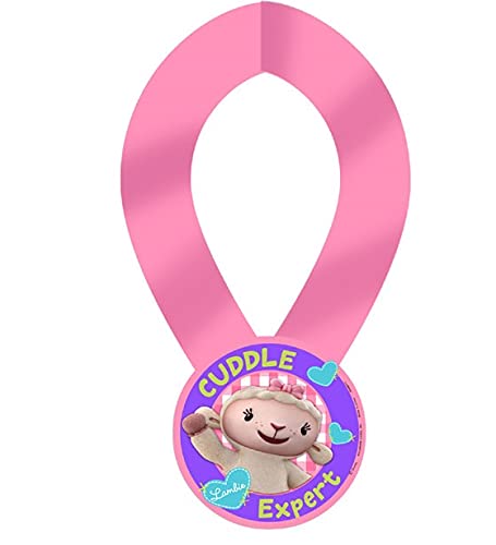 Doc McStuffins Birthday Party Supplies Bundle Pack for 16 includes Plates, Napkins, Table Cover, Birthday Banner, Favor Loot Bags, Stickers, Award Ribbon, Bead Bracelet