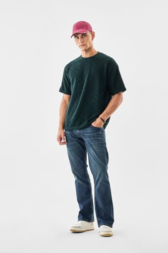 Image of SNITCH Men's T-Shirt | Textured Oversized Crew Neck Design | Premium Polyester Blend Fabric with Waffle Weave | Breathable & Lightweight Casual Wear