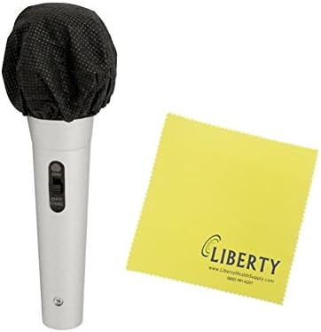 HygenX Sanitary Disposable Microphone Covers - Black, Box of 100 and Free Liberty Microfiber Cloth