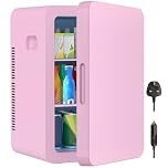 MoraRise 22L Mini Fridge for Bedrooms, 30 Cans Portable Cooler & Warmer Small Fridge, AC/DC Powered, Adjustable Shelves, Home Office, Car, Dorm, Travel, Cosmetics, Skincare, Drinks (Pink, 22L)