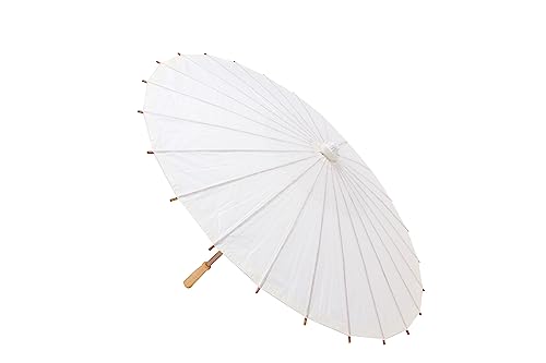DISOK Lote de 10 Parasoles Papel Bambú Bodas - Sombrillas Papel Chinas Para Bodas (Color Blanco)
