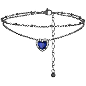 FindChic Bling Heart Birthstone Anklets Layered Beaded Ankle Bracelets for Women Gold/Black/Silver 12 Month Gem Colors Foot Chain Summer Jewelry for Girls, with Gift Box Black 09. Sep.-Creat