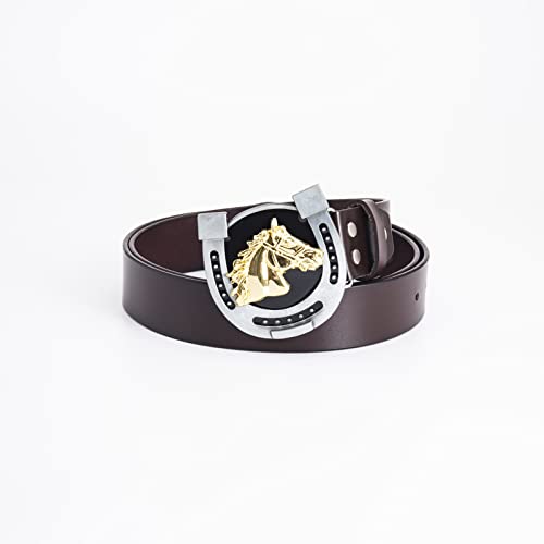 JINGMEIQQ Boucle en Fer À Cheval Ceintures en Cuir Hommes Jeans Punk Rock Cowboy Ceinture Hip Hop Ceinture Homme Accessoires Vêtements Sangle, Ceinture Marron, 105Cm (41.3 inch) Cover