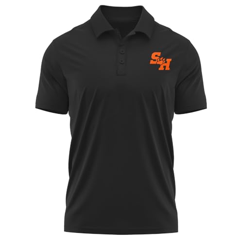 Campus Lab Sam Houston State University Adult Men's Polo Left Chest Collegiate Logo, Black, Large