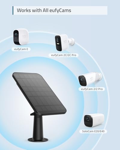 eufy Security Certified eufyCam Solar Panel, Compatible with eufyCam, Continuous Power Supply, 2.6W Solar Panel, IP65 Weatherproof