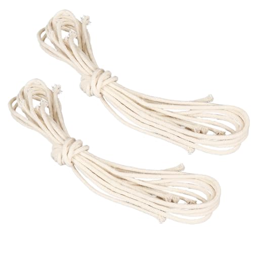 2pcs Mecha de algodón Resistente al Calor para lámparas de Aceite - 1m x 4mm, Mecha de Repuesto para lámparas de parafina, Incluye Soporte de Mecha y Mecha Trenzada para lámpara