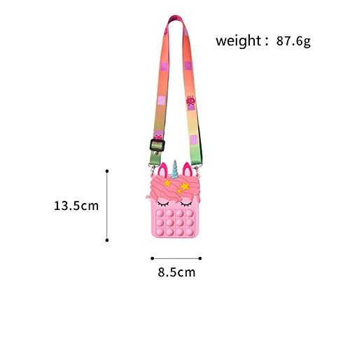 Gifts For Women Fashion Pop Purse Push Bubbles Fidget Toy, White Unicorn Purse Wallet Ladies Bag Silica Dimple Crossbody Bags For Girls #TOP1