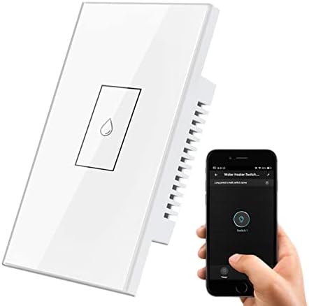 YIFAN 20A Smart WiFi Water Heater Switch, Voice Control Smart Touch Wall Switch with Timer, Smart Life/Tuya APP Remote Control, Compatible with Alexa Echo and Google Home, White