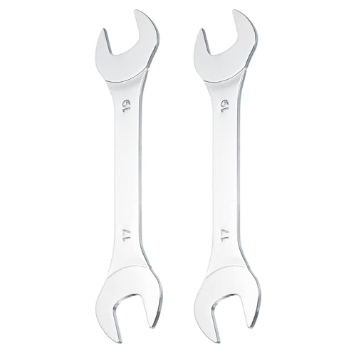 sourcing map 2pcs Super Thin Open End spanners Metric, 17mm x 19mm, Slim Chrome-Vanadium Steel Wrench Tool for Tight Spaces Repair