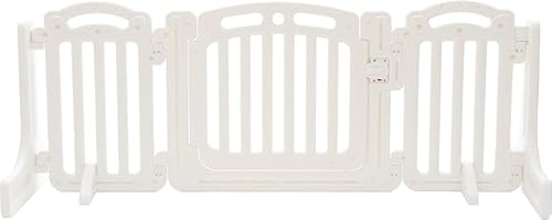 ベビーフェンス 置くだけ ゲート ベビーサークル 折りたたみ プレイペン サークル 赤ちゃん ペット ベビー キッズ ベビーゲート ドア付き 穴開け不要 設置幅79〜163cm ソノバdeゲートF ホワイト