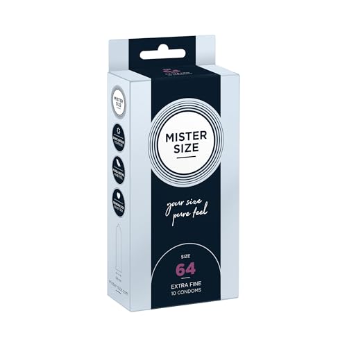 MISTER SIZE Kondome Extra Dünn & Hauchzart Gefühlsecht & Extra Feucht Perfekte Passform Aus Naturkautschuk-Latex für Natürliches Gefühl & Höchste Sicherheit (10er Pack 64mm)