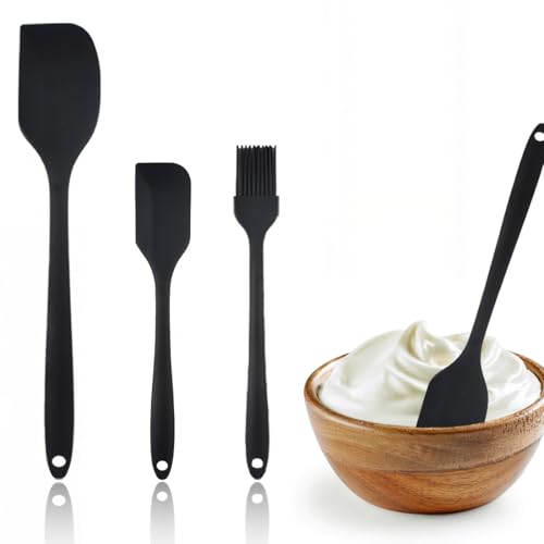 Conjunto de cozinha de silicone, 3 peças, escovas de silicone para assar, pincel e língua de cozinha, espátula e escova para as costas, antiraderente, resistente ao calor, para máquina de lavar louça