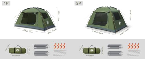 Night Cat Backpacking Tent for Camping: Portable 2 Person Hiking Waterproof Tent Quick Setup and Compact for Outdoor Festivals - Image 7