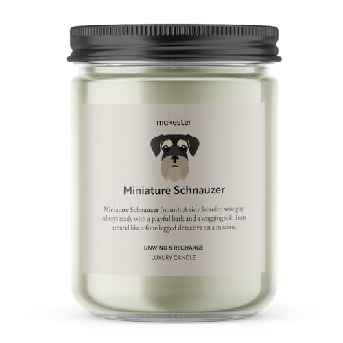 Miniature Schnauzer Gifts - Luxury Soy Wax Candle - Vanilla, Jasmine, Sugared Almond - Makester, White, 220g - Image 2