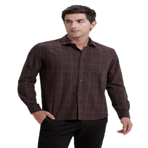 Image of BASICS 100% Cotton Checked Shirt for Men | Slim Fit | Everyday Smart Casual Wear | Full Sleeve