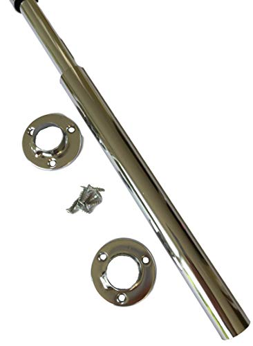 Preisvergleich Produktbild Ausziehbare Kleiderstange 500-1100mm / Teleskop Steckrohre Kleiderbügelhalter Stahl Rund Chrom inkl. 2x Halter + Schrauben SET einfache Montage Variante wählen (50cm bis 76cm)