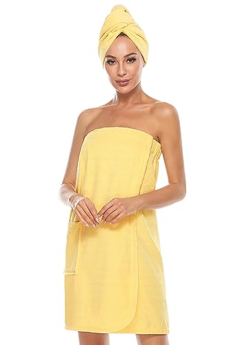 Image of Orrpally Women Shower Wrap Robe Bath Wrap Towel Spa Body Wrap Adjustable Closure Bathrobe