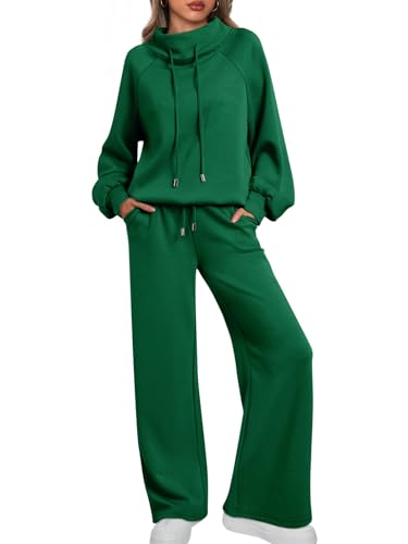 AUTOMET Womens 2 Piece Lounge Sets Matching Sweatsuits Forest Green XL