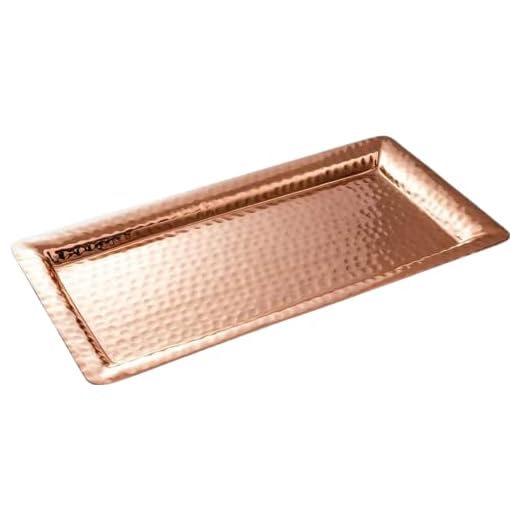 Monarch Abode Decorative Tray, Bathroom Counter Organizer, Vanity Tray, Kitchen Counter Storage, Hand-Hammered Platter, Copper-Plated, 12" x 6"