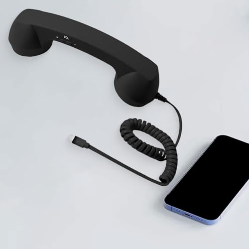 Image of Retro Phone Handset Phone Receiver for Mobile Phone Meetings All Smartphones Black | Corded Telephones
