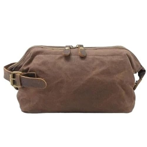 Trousse de toilette en toile et cuir marron foncé pour homme | L'élégance du voyageur