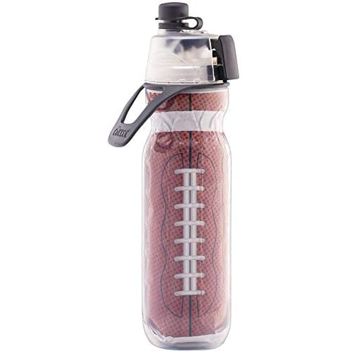O2COOL Mist ‘N Sip Misting Water Bottle No Leak Pull Top Spout Sports Water Bottle 20 oz (Football)