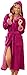 Produktbild Morgenstern Bademantel Damen mit Kapuze Fuchsia lang Langarm Frauen Morgenmantel Damenbademantel Saunamantel Baumwolle Microfaser Viskose Größe M