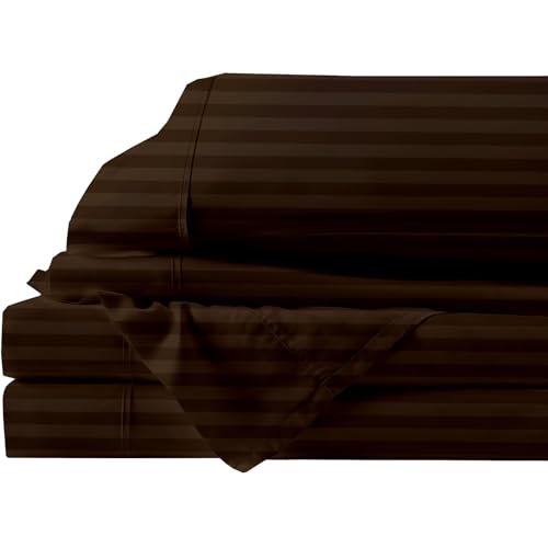 ARlinen Premium Cotton RV Sheet Set - Chocolate Stripe 3/4 Full Bunk Size (48" x 75") Camper, Motorhome & Travel Trailer Fitted Sheets for 8-10 Inch Deep Mattress,Soft & Breathable Bedding for RV Beds