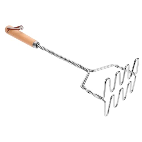 Unomor Wood Handle Stainless Steel Potato Masher for Home and Restaurant Use Versatile Potato Crusher Tool for Making Mashed Potatoes Fruit Vegetable Purees Kitchen Supply