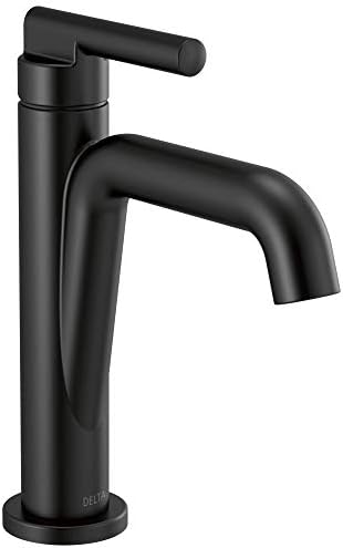Delta Faucet Nicoli Single Hole Bathroom Faucet, Single Handle Bathroom Faucet, Drain Assembly, Matte Black 15849LF-BL
