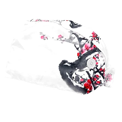 Casquette de travail unisexe fleur de prunier anti-transpiration pour professionnels