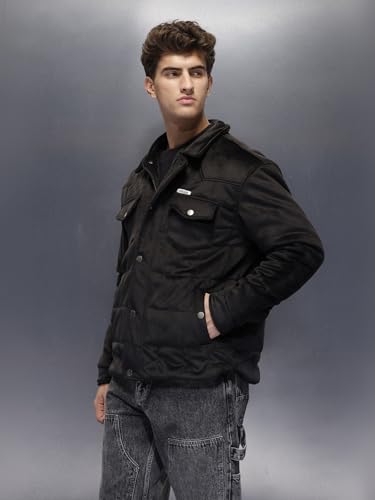 Image of WROGN Men's Corduroy Jacket | Zip & Snap Button | Oversized Fit