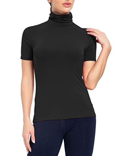 Women's Mock Turtleneck Top Short Sleeve Lightweight Active T-Shirt (S-XXL)2