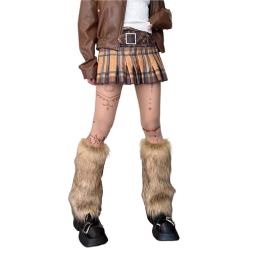 Brown Faux Leg Warmers Boot Covers Solid Leg Socks Punk Knee-Length Hiphop Hot-Girl Fashion Warm Socks Women