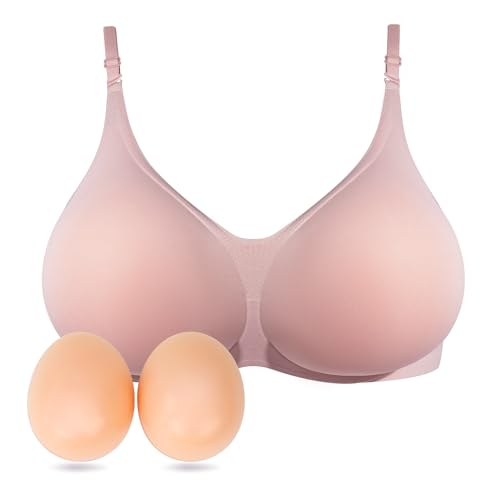Lervanla Silicone Breast Form Women Breast Enhancement Wireless Mastectomy Bra with Pockets for Prosthesis