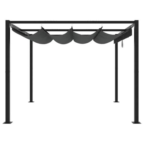 Tonnelle de jardin rétractable anthracite 3x3 m en acier - 4