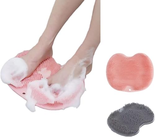 2個セット 足臭バスター フットブラシ やわらかい 足洗いマット 足裏ブラシ フットケア 足洗用 かかと 角質ケア 足裏ケア 3D 足用ブラシ 角質除去 足のニオイ 水虫予防 ニオイ予防 足裏マッサージ (ピンク+グレー)