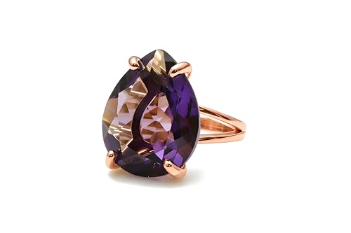 Bague Améthyste or rose 14k d'une qualité joaillière d'exception