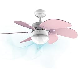 Lampara Ventilador Rosa Cecotec Ventilador de techo EnergySilence 3600 Vision Purple. 50 W, Diámetro 92 cm, Lámpara, 3 Velocidades, 6 Aspas reversibles, Función Verano/Invierno, Interruptor de Cadena, Blanco/Lila