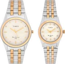 TIMEX Analog Silver Dial Couple Watch Set