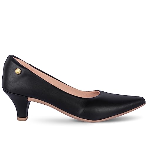 Sapato Scarpin Feminino Salto Baixo Fino Confortável R2.29 (Preto, BR, Adulto, Numérico, M, 36)