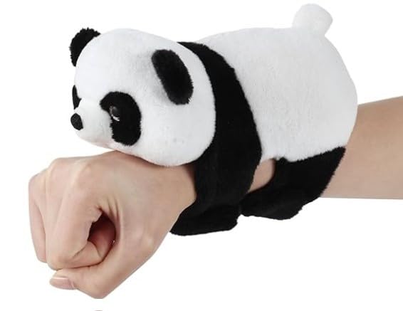 Image of Panda Slap Bands for Kids | Cute Plush Rakhi Slap Bracelet for Boys & Girls | Soft Adjustable Wristband | Unique Rakhi Gift for Brother | Return Gift for Birthday Parties