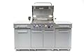Mont Alpi MA957-RS 5-Burner 63000 BTU Stainless Steel Compact Outdoor Kitchen Gas Barbecue Island Grill with Infrared Rear Burner with Storage Cabinets Rotisserie Kit & Full Weather Cover